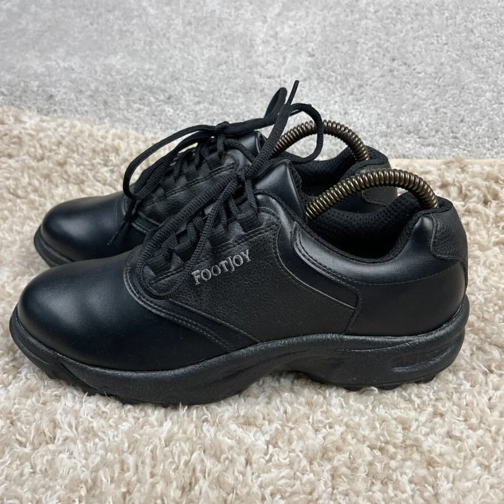 FootJoy Greenjoys Golf Shoes Mens 7.5 M Black‎ Leather Lace Up Oxford Sneakers